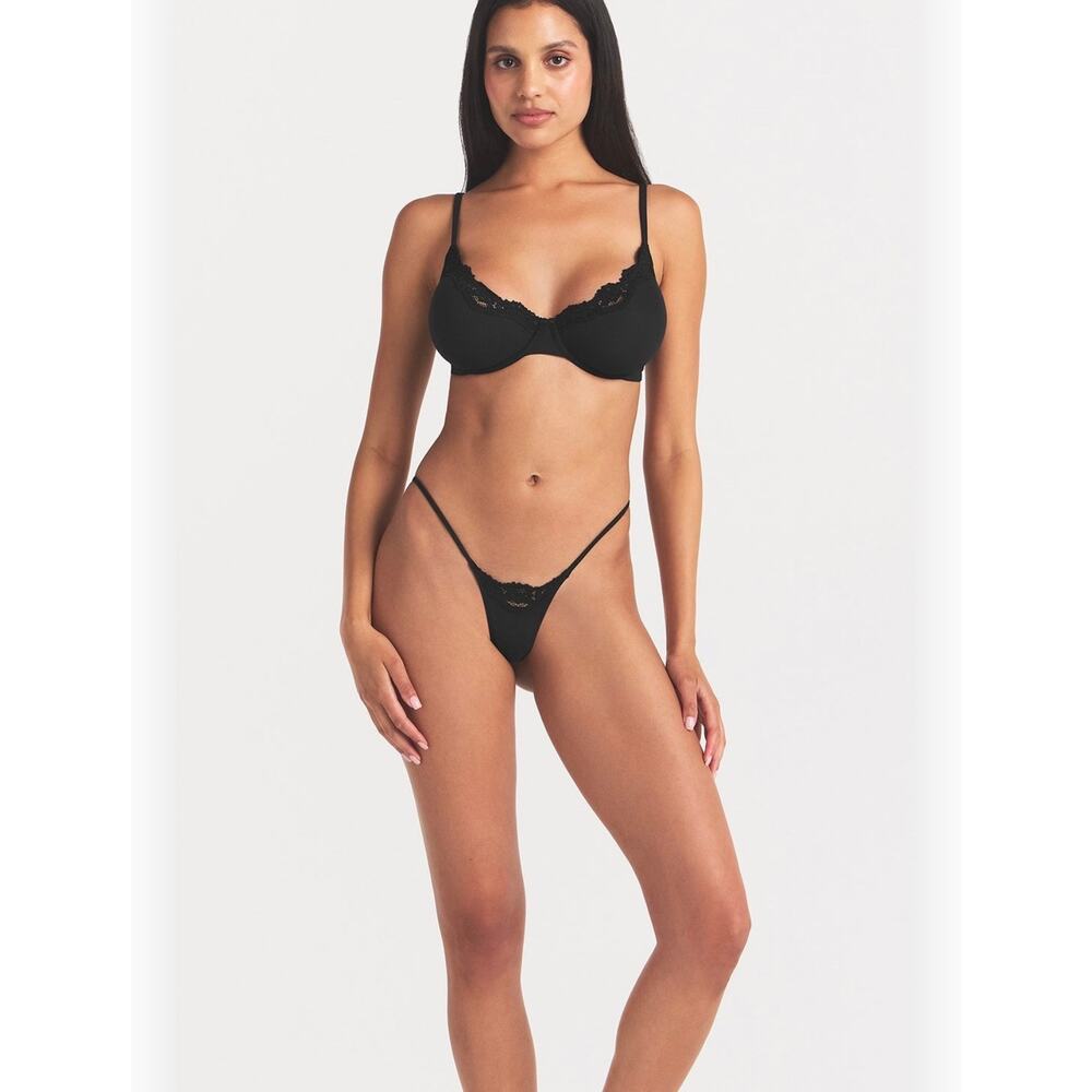 Skims fits everybody lace unlined Demi bra onyx 30D - Picture 2 of 5